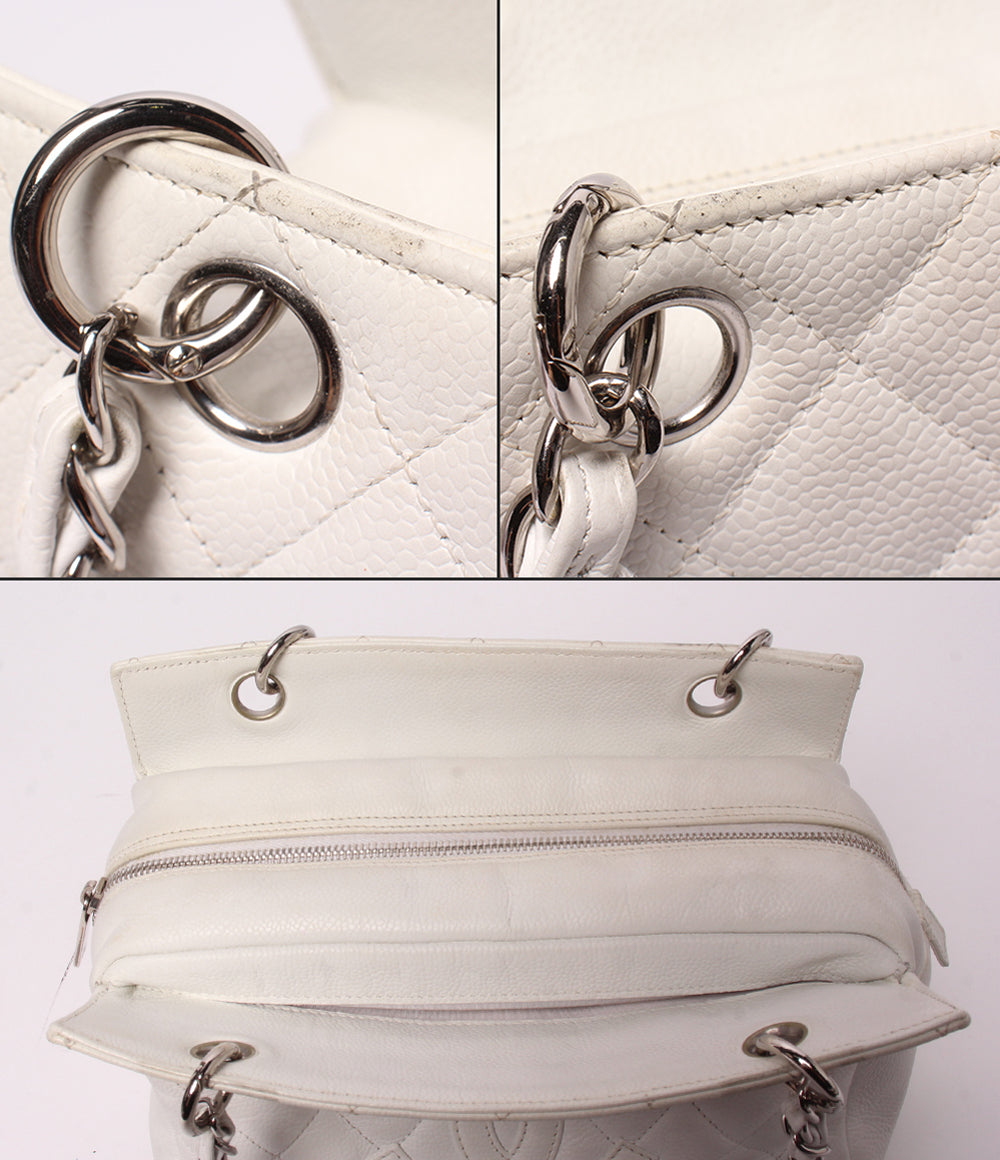 CHANEL チェーンショルダーバッグ ハンドバッグ キャビアスキン シルバー金具 肩掛け マトラッセ レディース
