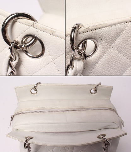 CHANEL チェーンショルダーバッグ ハンドバッグ キャビアスキン シルバー金具 肩掛け マトラッセ レディース