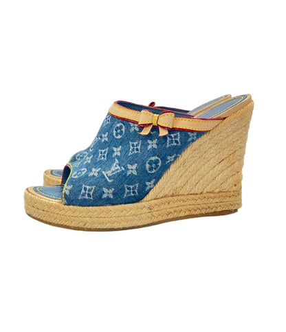 LOUIS VUITTON ウェッジサンダル エスパドリーユ デニムモノグラム レディース SIZE 37 (23.5cm) ルイ・ヴィトン