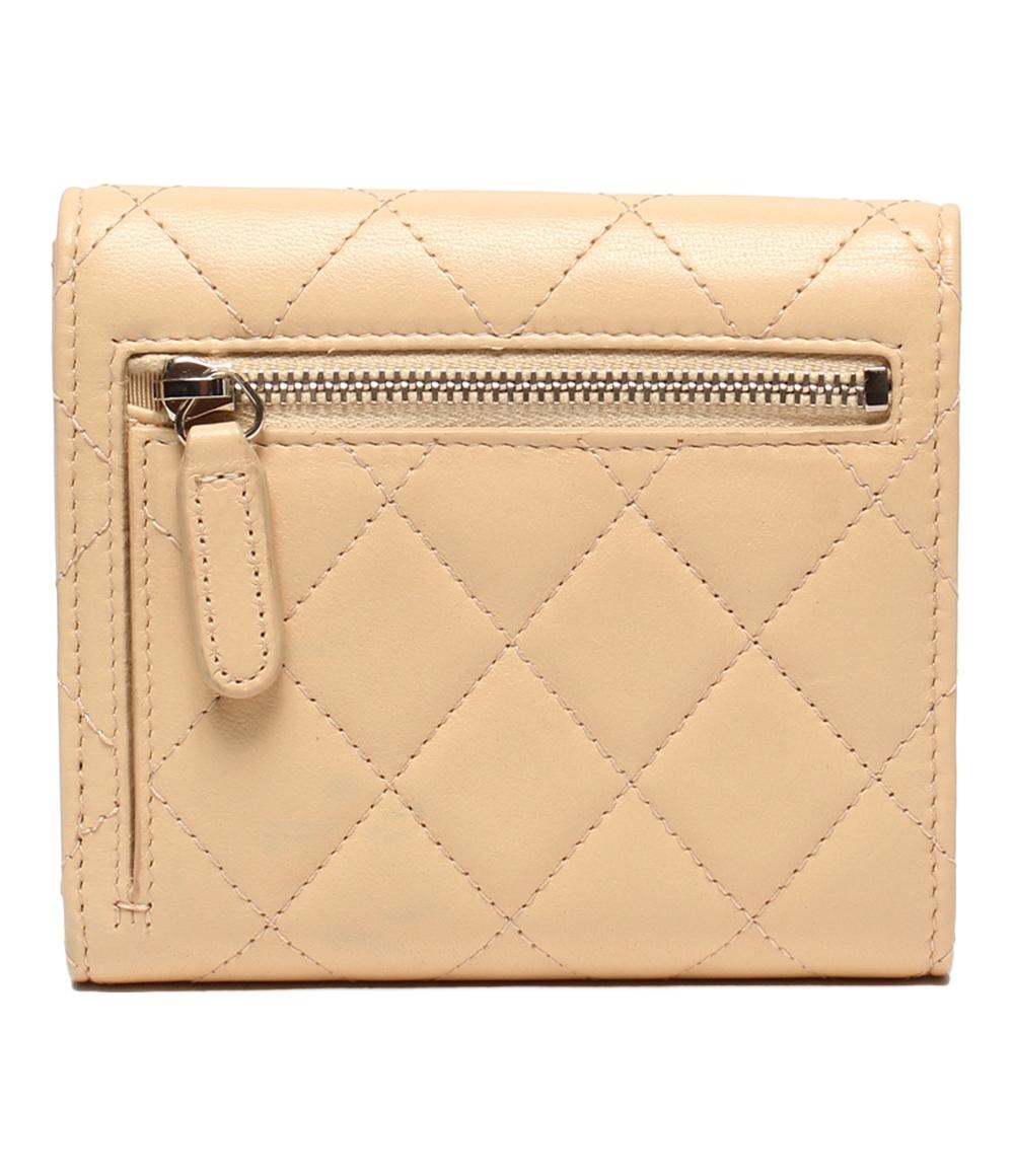 シャネル 三つ折り財布 シルバー金具 クラシックスモールフラップウォレット レディース CHANEL