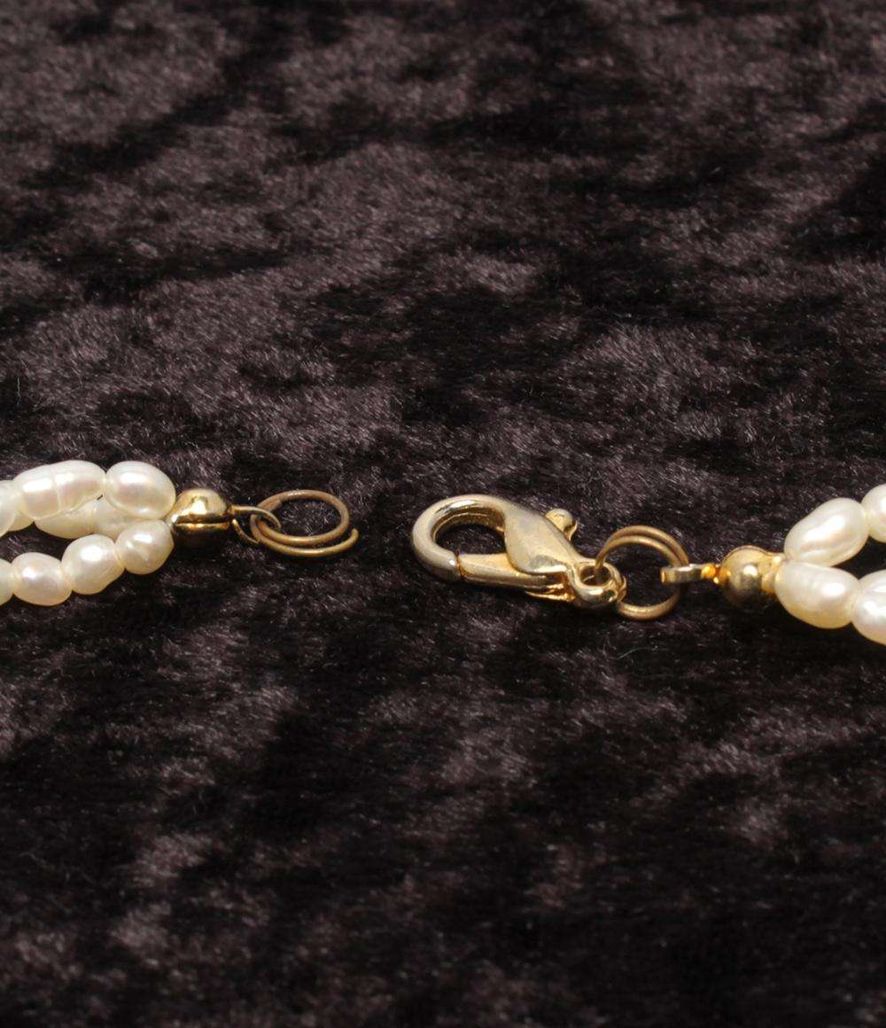 3連ネックレス 淡水パール ガーネット レディース