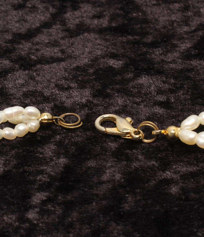 3連ネックレス 淡水パール ガーネット レディース