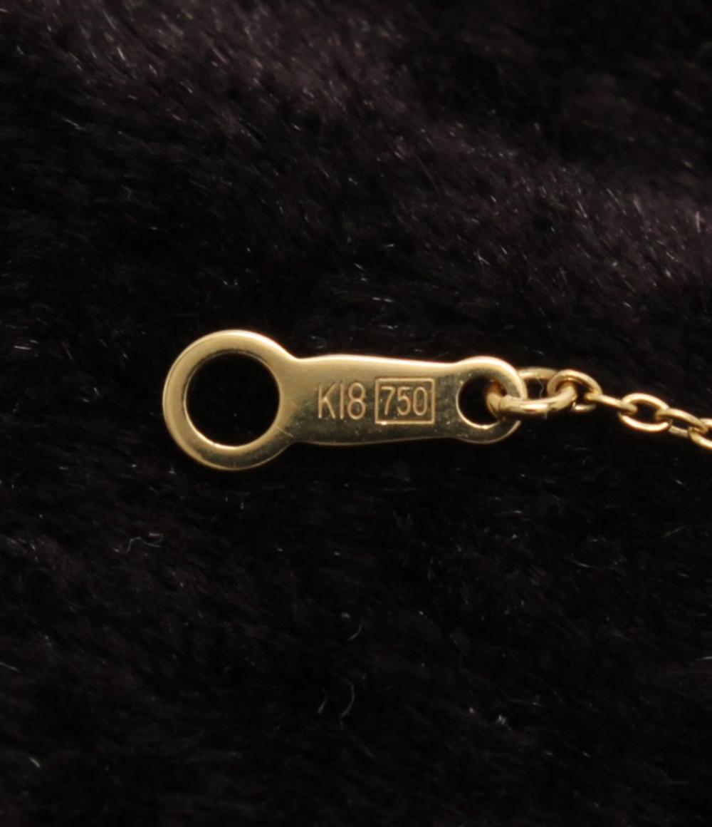 美品 ネックレス K18 淡水パール 9x6mm ステーション レディース