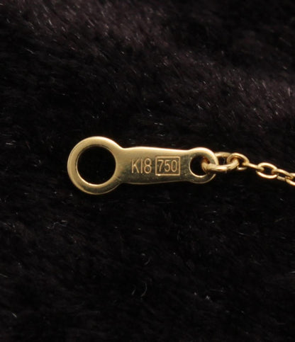 美品 ネックレス K18 淡水パール 9x6mm ステーション レディース