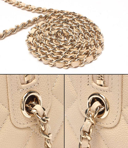美品 CHANEL 2WAYチェーンショルダーバッグ ミニボストンバッグ 斜め掛け ゴールド金具 キャビアスキン マトラッセ レディース シャネル
