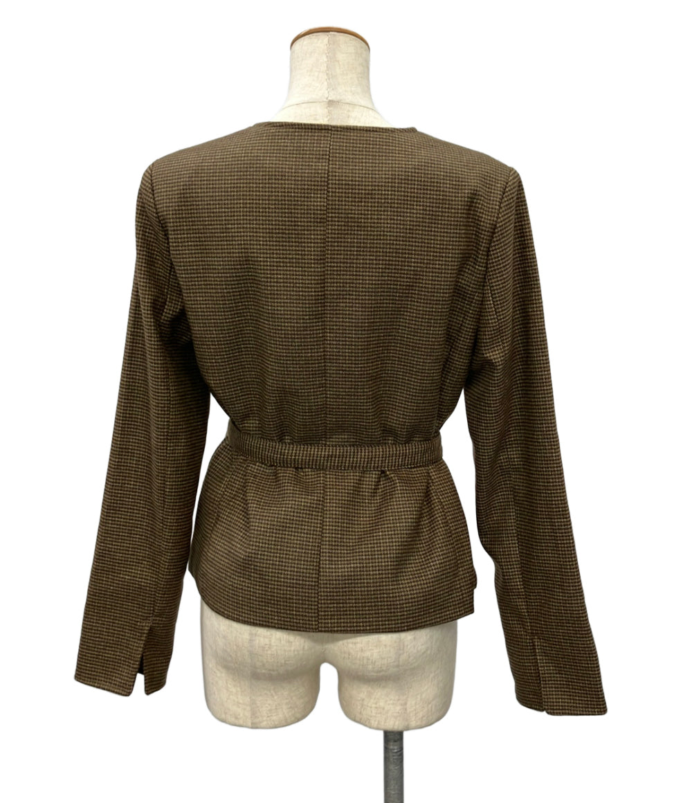 美品 polaura ノーカラージャケット 千鳥格子柄 レディース SIZE F (M) ポローラ