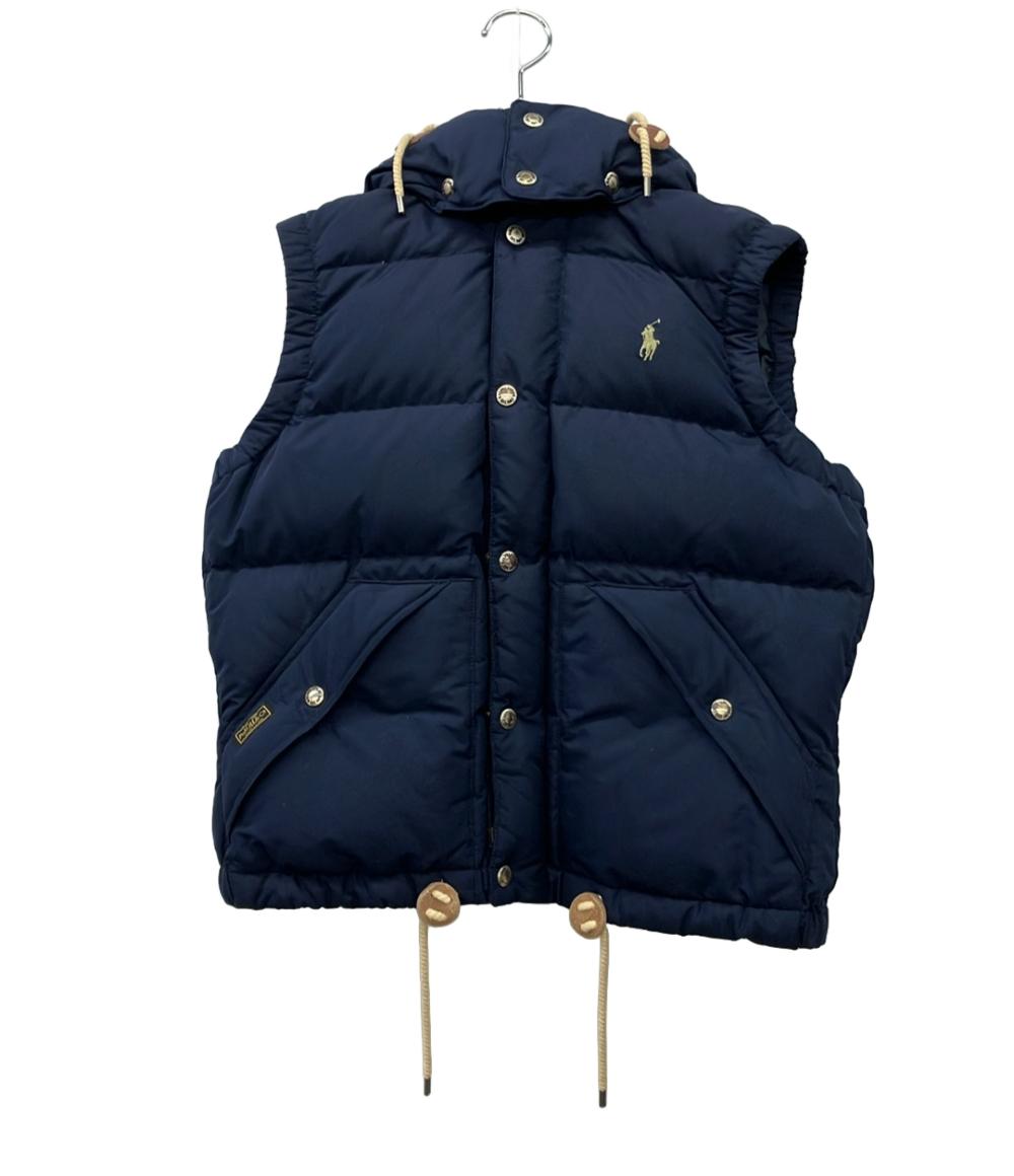 POLO RALPH LAUREN ダウンベスト ポニー刺繍 フード取り外し可能 裾ドローコード フロントポケット スナップボタン ジップ レディース SIZE M