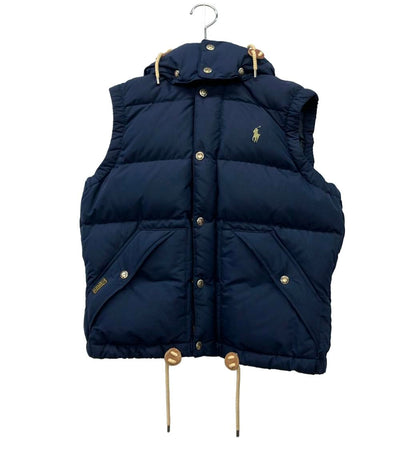 POLO RALPH LAUREN ダウンベスト ポニー刺繍 フード取り外し可能 裾ドローコード フロントポケット スナップボタン ジップ レディース SIZE M