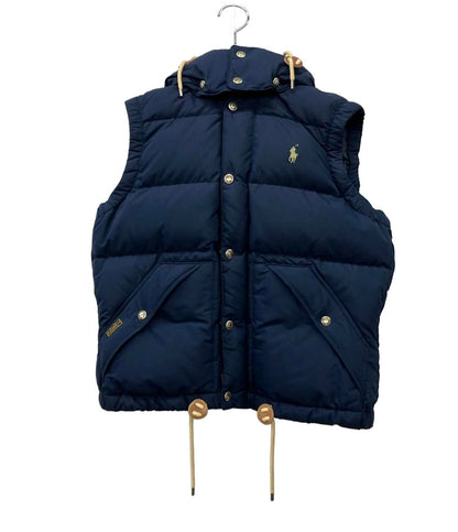 POLO RALPH LAUREN ダウンベスト ポニー刺繍 フード取り外し可能 裾ドローコード フロントポケット スナップボタン ジップ レディース SIZE M