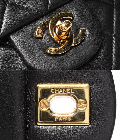 CHANEL チェーンショルダーバッグ ダブルチェーン ダブルフラップ ゴールド金具 マトラッセ 1番台 ラムスキン 肩掛け レディース シャネル