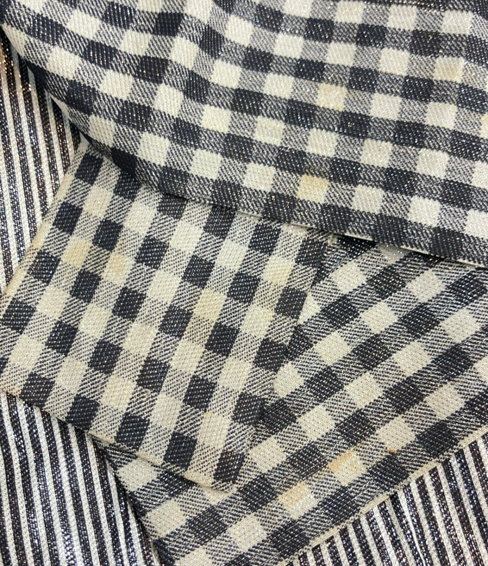 Christian Dior PRÊT-A-PORTER 長袖 シルバーストライプ ブラウス 9010BL6 レディース SIZE M クリスチャンディオール プレタポルテ