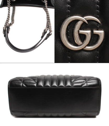 グッチ  チェーンレザーショルダーバッグ シルバー金具  GGマーモント   681483 525040 レディース   GUCCI