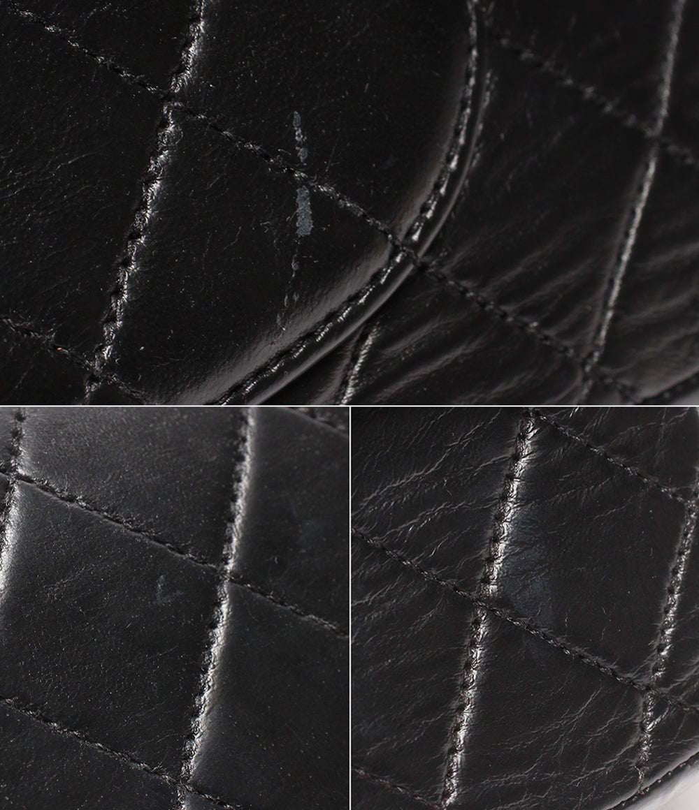 CHANEL チェーンショルダーバッグ 斜め掛け シルバー金具 シングルチェーン シングルフラップ マトラッセ ラムスキン ６番台 レディース シャネル