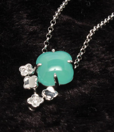 美品 TASAKI ネックレス K18WG ダイヤ0.01ct カルセドニー レディース タサキ