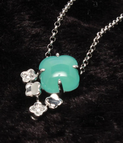 美品 TASAKI ネックレス K18WG ダイヤ0.01ct カルセドニー レディース タサキ