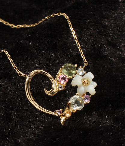 美品 Samantha Tiara ネックレス K18 ハートモチーフ フラワーモチーフ レディース サマンサティアラ