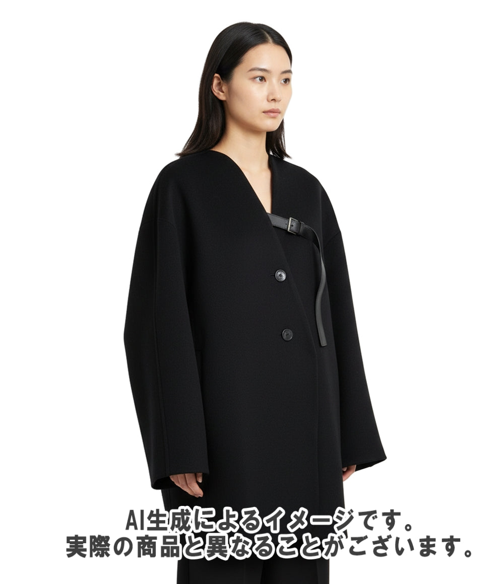 アキラナカ ノーカラージャケットSesilia front belt jacket AP2410-BK