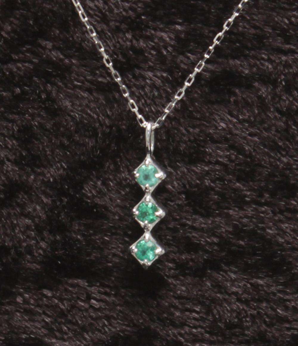 美品 ネックレス K10WG K10 エメラルド レディース