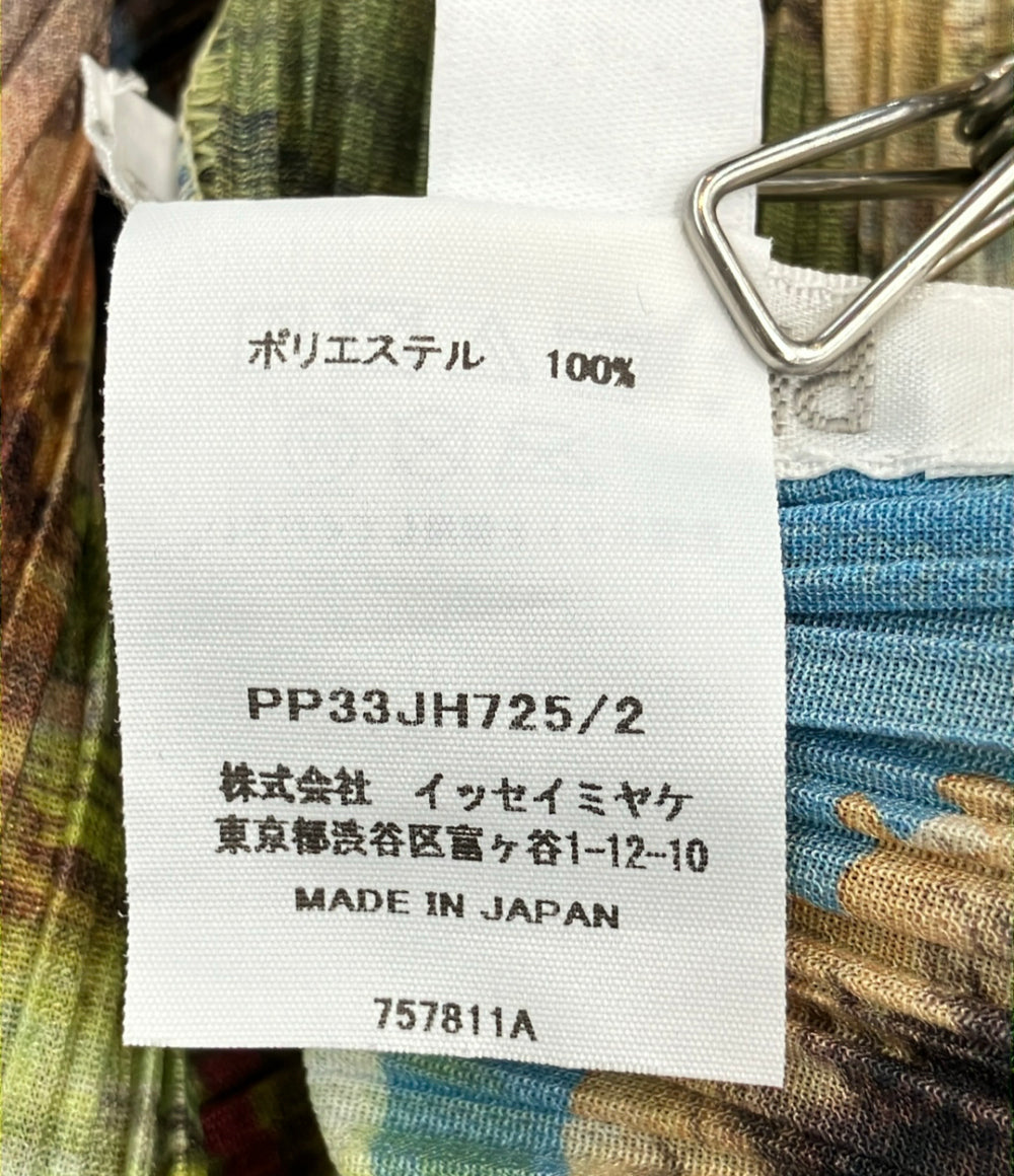美品 PLEATS PLEASE 長袖 プリーツワンピース AURORA JUNGLE PP33JH725 レディース SIZE 2 (M) プリーツプリーズ