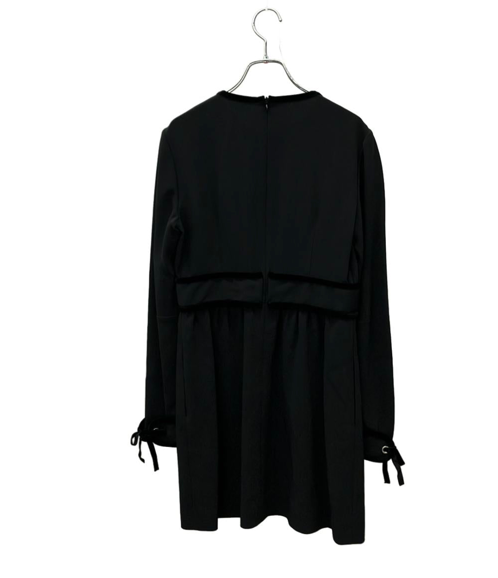 RED VALENTINO 長袖ワンピース 23AW Black Velvet Trimmed Crepe Mini Dress QROVA7M042P レディース SIZE 40 (M) レッドヴァレンティノ
