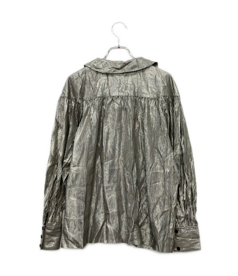 Christian Dior PRÊT-A-PORTER 長袖 シルバーストライプ ブラウス 9010BL6 レディース SIZE M クリスチャンディオール プレタポルテ