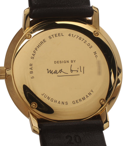美品 JUNGHANS 腕時計 マックスビル クオーツ 041/7872.02 メンズ ユンハンス