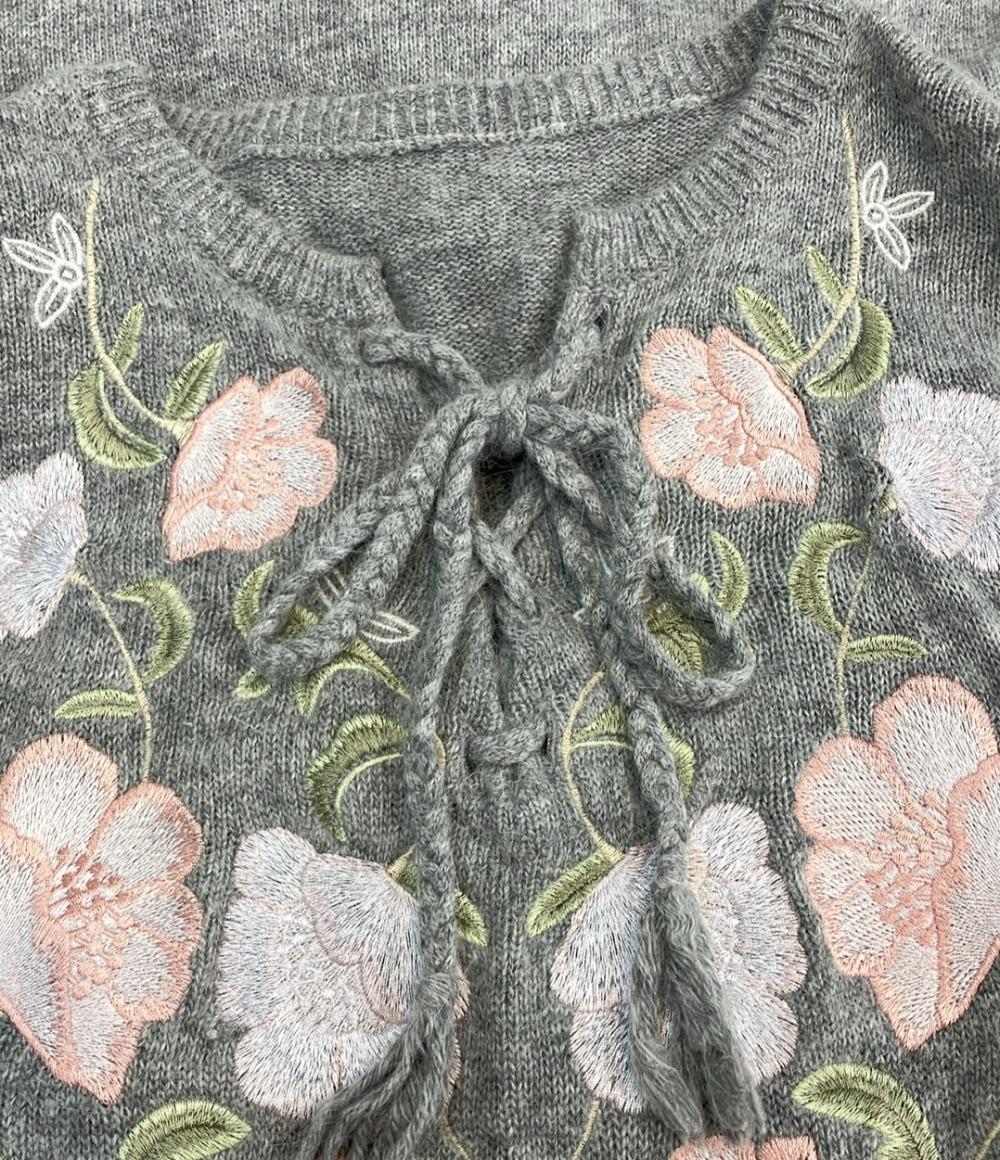 グレースコンチネンタル フラワー刺繍ニットワンピース レディース SIZE 36 (XS) GRACE CONTINENTAL