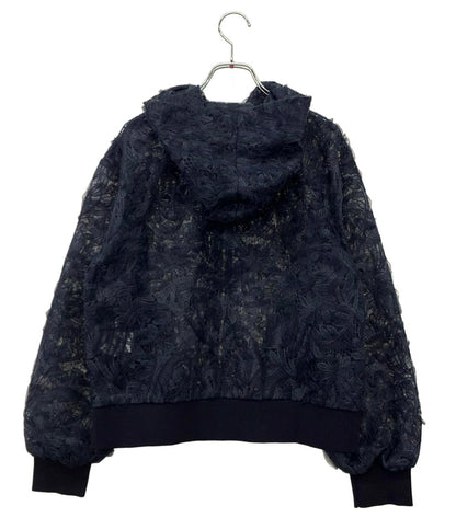 美品 ANAYI ブルゾン フード チュール コードレース ダブルジップ タグ付き 102618-16-360-65-380 レディース SIZE 38 (M) アナイ