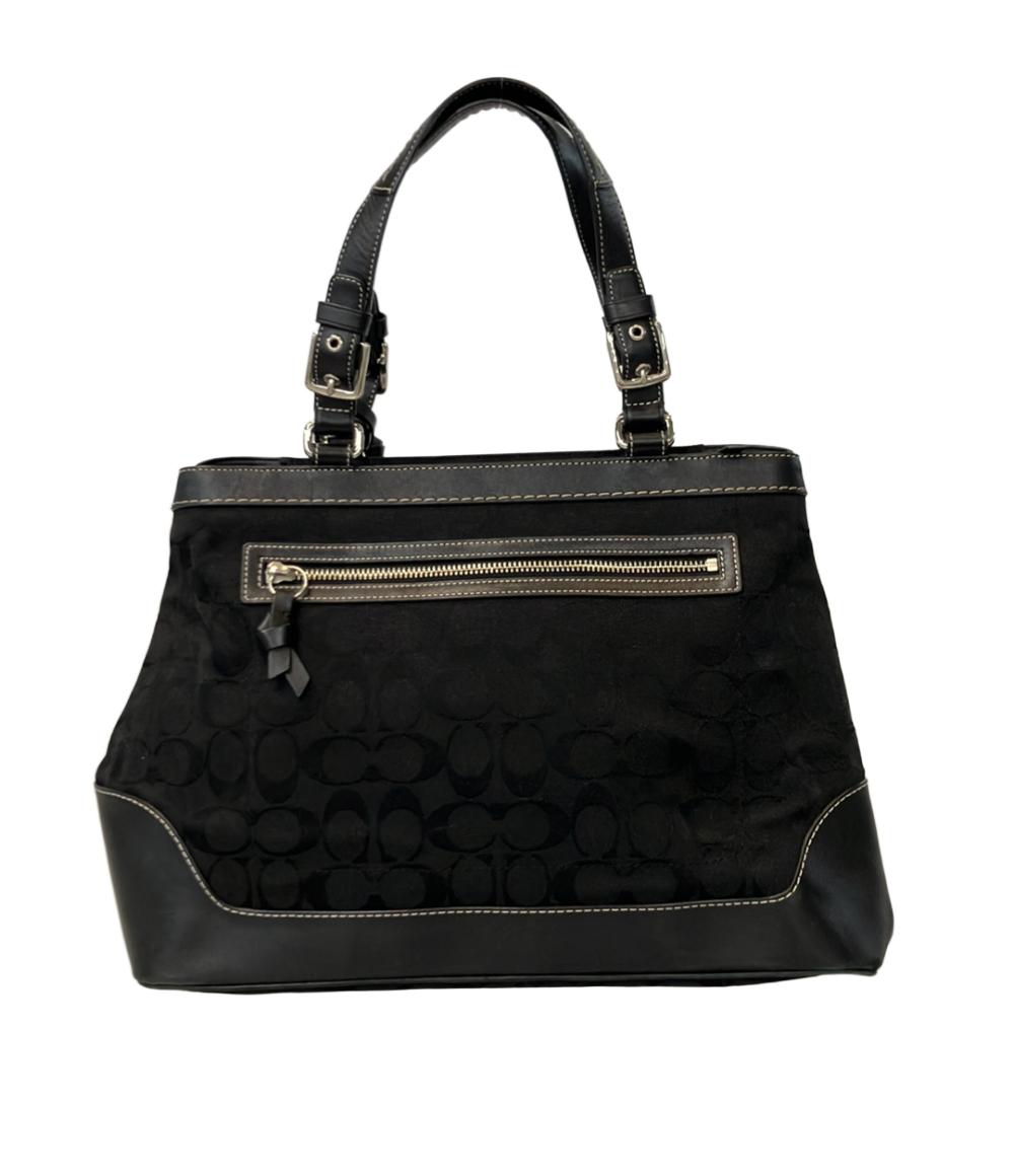 美品◎COACH トートバッグ シグネチャー レディース 肩掛け ブラック COACH トートバッグ 肩掛け シグネチャー 7052 レディース コーチ