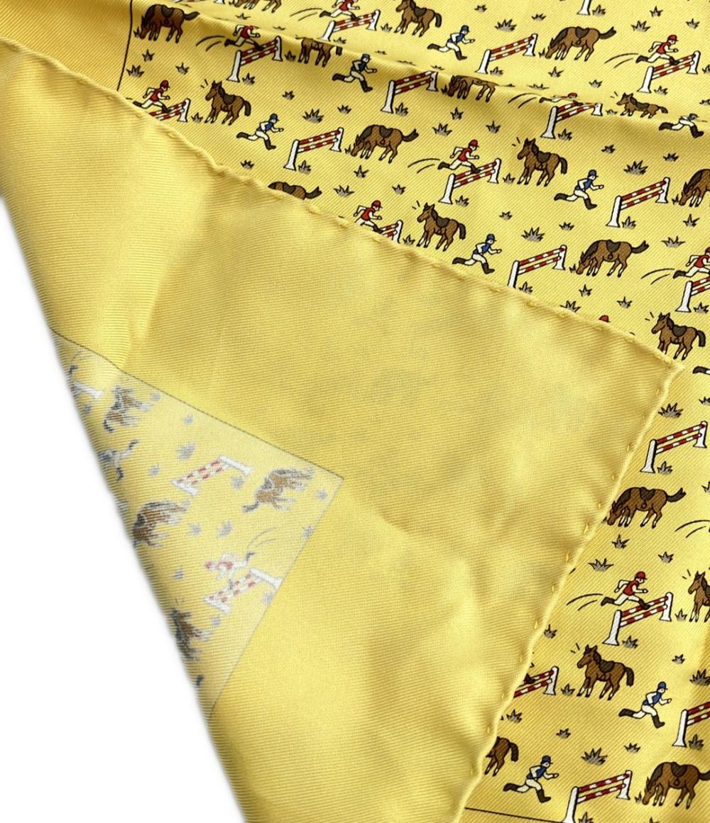 美品 エルメス スカーフ プチカレ シルク100% 馬と騎手 レディース HERMES