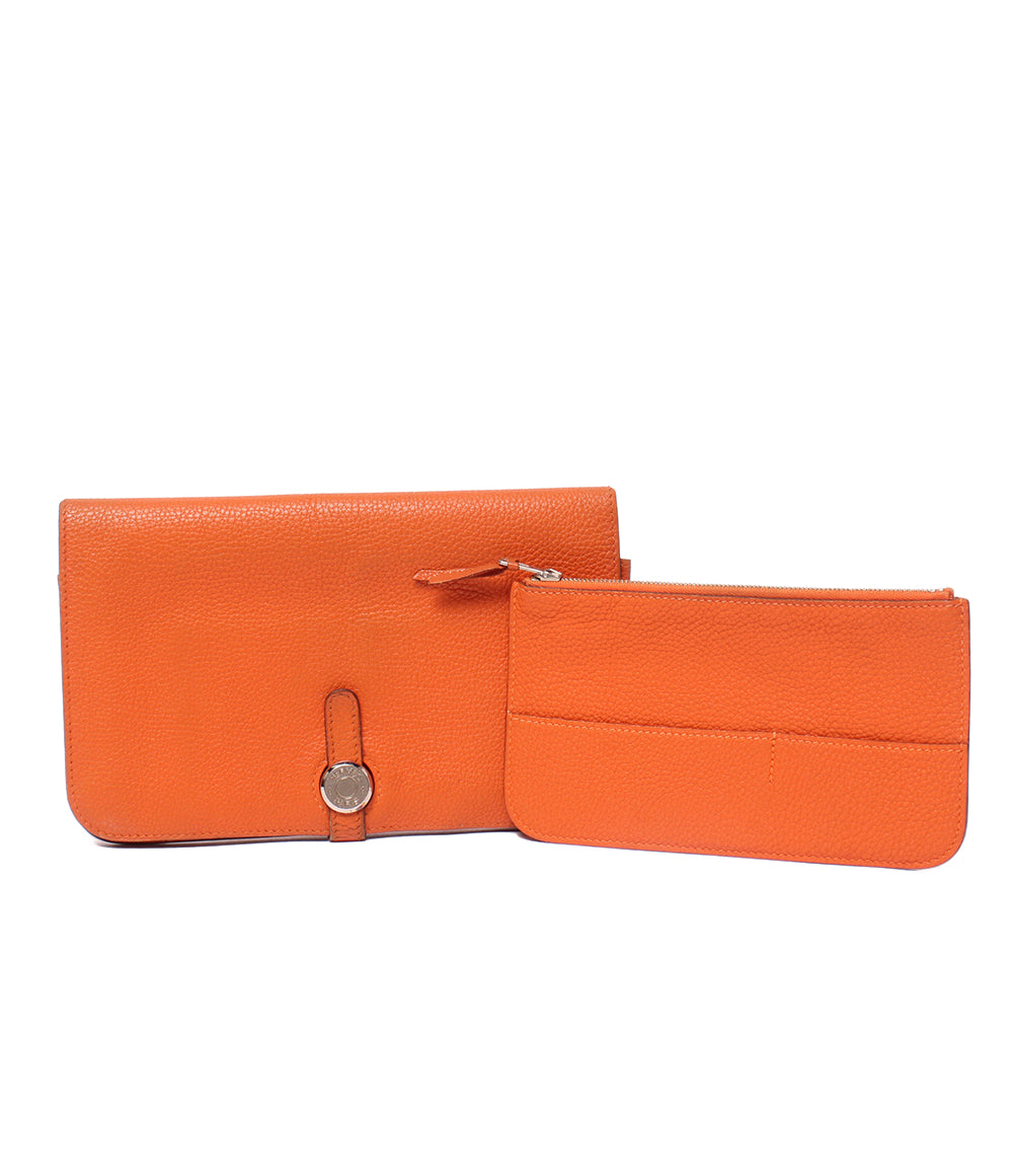 HERMES 二つ折り長財布 シルバー金具 ☐I刻印 ドゴン GM レディース エルメス