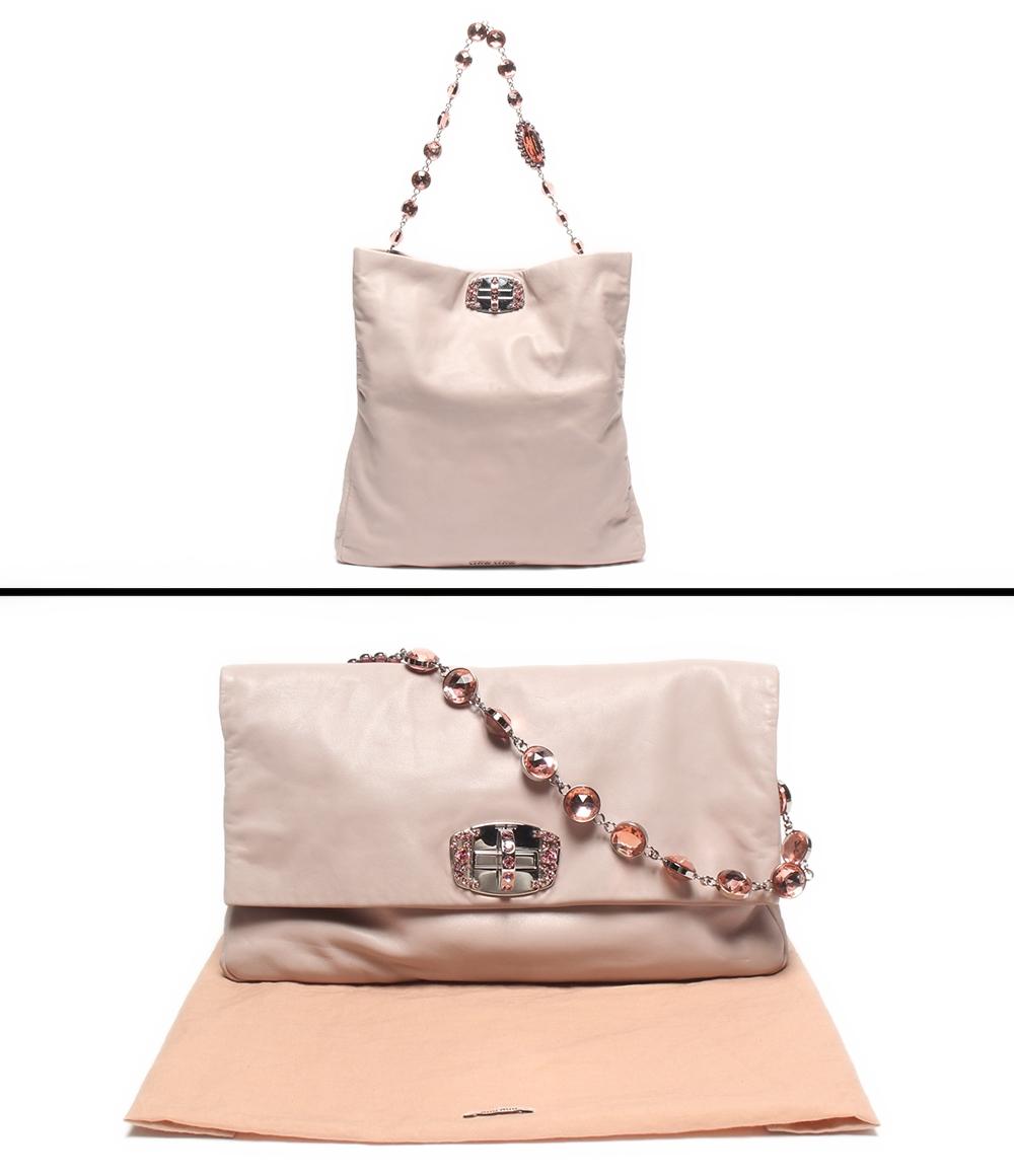 MIUMIU 2way ショルダーバッグ 肩掛け クラッチバッグ クリスタル