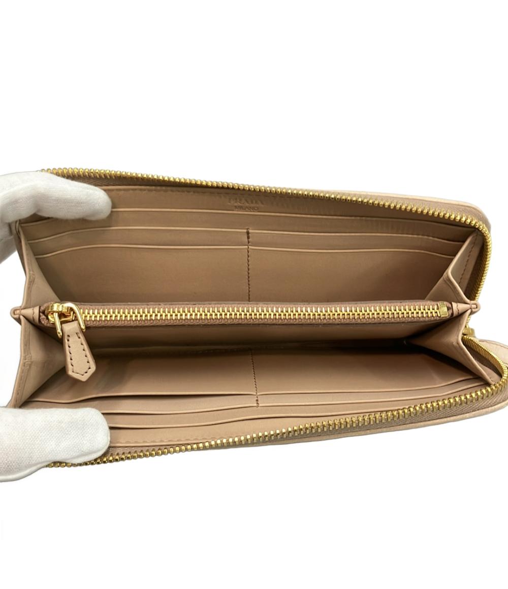 美品　プラダ✨ヴィッテロムーブ　L字ファスナー　　ベージュ　金ロゴ　折り財布 PRADA L字ファスナー長財布 レディース プラダ – Rehello by BOOKOFF
