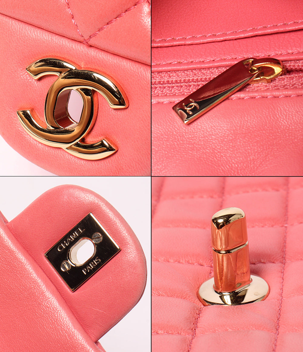 CHANEL チェーンショルダーバッグ バレンタインシリーズ ラムスキン シングルフラップ ダブルチェーン 肩掛け マトラッセ レディース シャネル