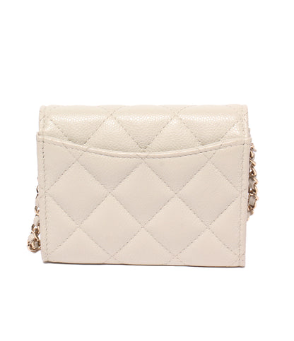 美品 CHANEL ミニチェーンウォレット マトラッセ ゴールド金具 ランダム番台 キャビアスキン AP0238 レディース シャネル
