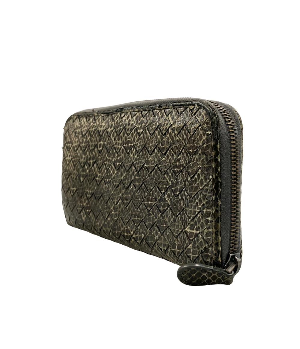 BOTTEGA VENETA ラウンドファスナー長財布 パイソン イントレチャート レディース ボッテガ・ヴェネタ