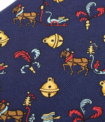 美品 エルメス ネクタイ シルク100％ 馬 鈴柄 メンズ HERMES