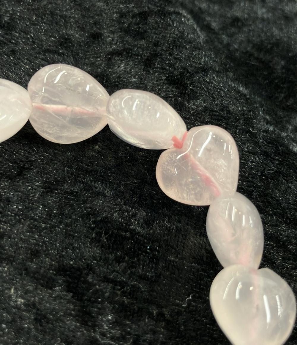 ブレスレット ローズクォーツ 5-6mm　ハートモチーフ レディース