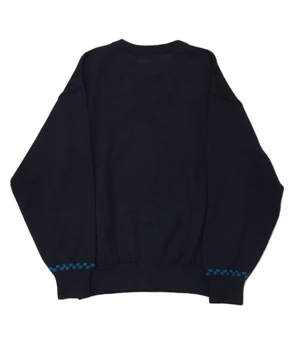 Lancell Knitted Old Wearing Sweater Navy Men's Size L Lancel