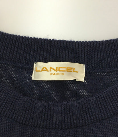 Lancell Knitted Old Wearing Sweater Navy Men's Size L Lancel