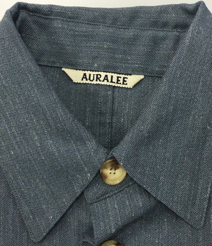 販売卸売り AURALEE ウールシャツワンピース ブルー 1 | artfive.co.jp