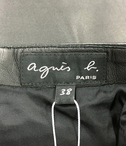 Anis Begin Leather Skirt Black Sheep Leather Women Size M Agnes B