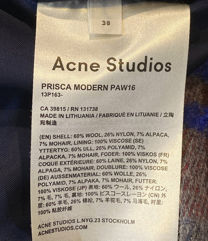 アクネストゥディオズ  タイトミニスカート Prisca wool a-line mini skirt ブラウン ブルー ライトグレー 16aw     レディース SIZE 38  Acne Studios