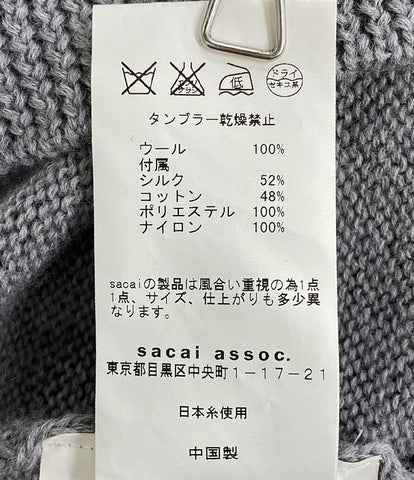 カラーニット部分グレーsacai ドッキングニットシャツ【タグ付き未使用】