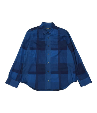 未使用品○サイズブラックレーベル クレストブリッジ 長袖デザインシャツ S 15,000円濃青灰