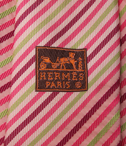 Hermes Tie Pink Stripe 75872 Hermes ผู้ชาย