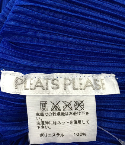 Plei Pleas Short Sleeve Pleated Cutsaw Blue WASH Pattern PP83-JK501 Women's Size L PLATS PLEASE