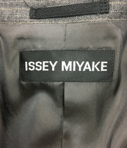 イッセイミヤケ 美品 ステッチデザインジャケット グレー ストライプ テーラード 15aw    ME53FD164 メンズ SIZE M  ISSEY MIYAKE