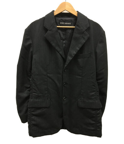 Issey Miyake stripe shirring jacket tailored dark Gree me53fd 223 Mens Size