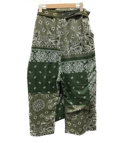 首都美容纱布班达纳拼接包裹裤子设计裤子卡其色 20ss K2004LP128 男士 SIZE L KAPITAL